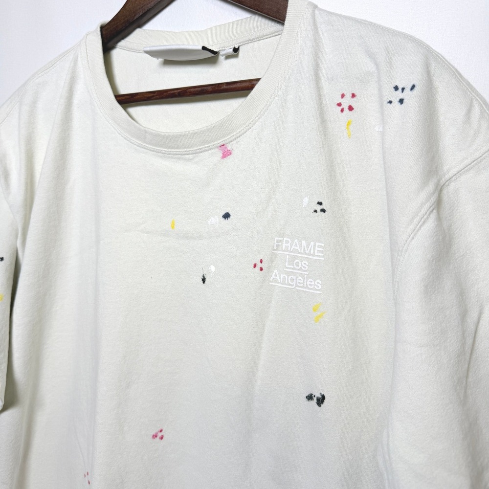 Frame Los Angeles Paint Splatter T-Shirt XXL Ecru Cotton LMTS0441 Portugal